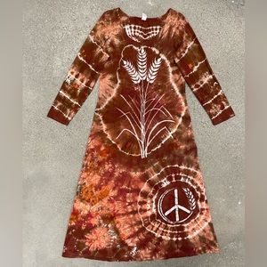 Hand Dyed One of a Kind Unique Bohemian Dharma Trading Co. Maxi Dress size Large